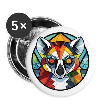Lemur Colorful Watercolor Animal Pet Illustration - Buttons large 2.2''/56 mm (5-pack) - white - Front