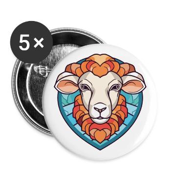 Schaf Buntes Aquarell Tier Haustier Illustration - Buttons groß 56 mm (5er Pack) - Weiß - Vorne