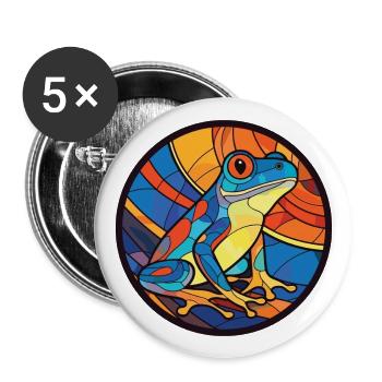 Frosch Buntes Aquarell Tier Haustier Illustration - Buttons groß 56 mm (5er Pack) - Weiß - Vorne