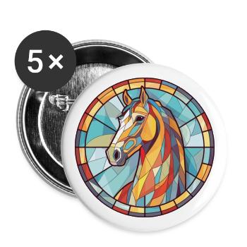Cheval Aquarelle colorée Animal Animal Illustration - Lot de 5 grands badges (56 mm) - blanc - Devant