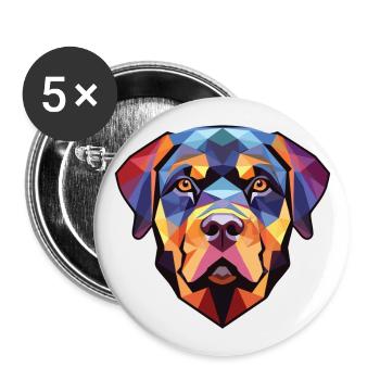 Rottweiler Hund Buntes Aquarell Tier Karikatur - Buttons groß 56 mm (5er Pack) - Weiß - Vorne