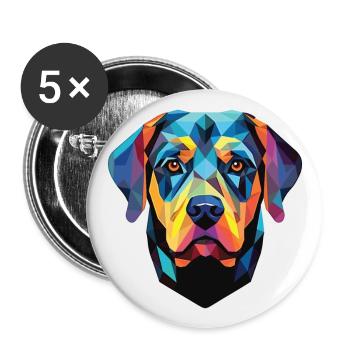 Rottweiler Hund Buntes Aquarell Tier Karikatur - Buttons groß 56 mm (5er Pack) - Weiß - Vorne
