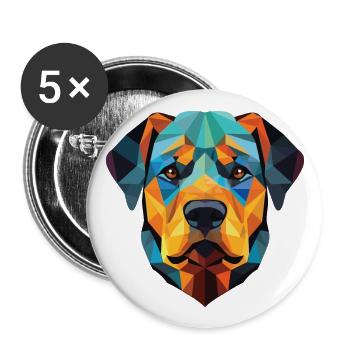 Rottweiler Hund Buntes Aquarell Tier Karikatur - Buttons groß 56 mm (5er Pack) - Weiß - Vorne