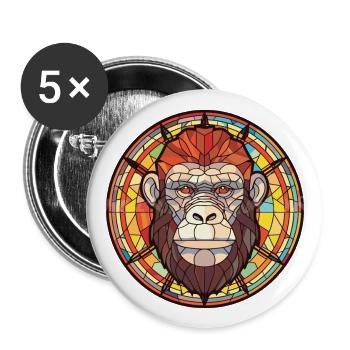 Ape Aquarelle colorée Animal Animal Illustration - Lot de 5 grands badges (56 mm) - blanc - Devant