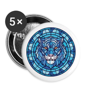 Bleu Tigre Aquatique Aquarelle Coloré Animal Pet - Lot de 5 grands badges (56 mm) - blanc - Devant