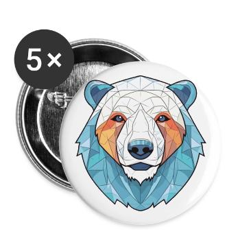 Polar Bear Colorful Watercolor Animal Illustration - Buttons large 2.2''/56 mm (5-pack) - white - Front