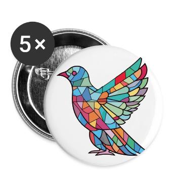 Dove Aquarelle colorée Animal Animal Illustration - Lot de 5 grands badges (56 mm) - blanc - Devant