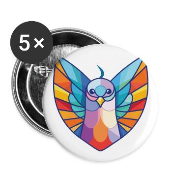 Dove Aquarelle colorée Animal Animal Illustration - Lot de 5 grands badges (56 mm) - blanc - Devant