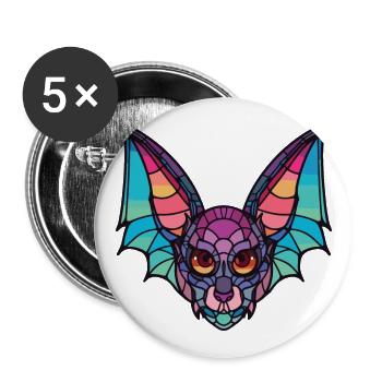 Fledermaus Buntes Aquarell Tier Haustier Illustration - Buttons groß 56 mm (5er Pack) - Weiß - Vorne