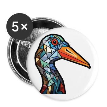 Cigogne noire colorée aquarelle animal animal animal dessin animé - Lot de 5 grands badges (56 mm) - blanc - Devant