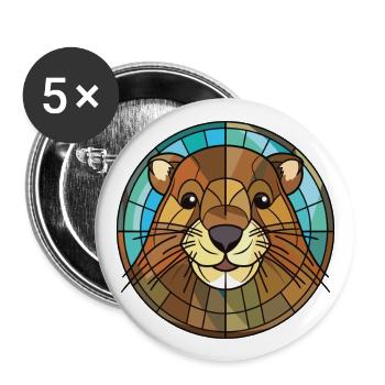 Beaver Colorful Watercolor Animal Pet Illustration - Buttons large 2.2''/56 mm (5-pack) - white - Front