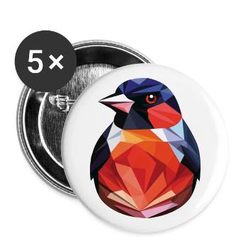 Bullfinch Aquarelle colorée Illustration d’Animal - Lot de 5 grands badges (56 mm) - blanc - Devant