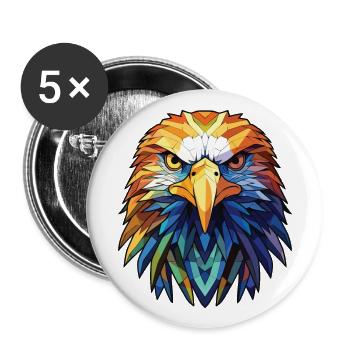 Adler Buntes Aquarell Tier Haustier Illustration - Buttons groß 56 mm (5er Pack) - Weiß - Vorne