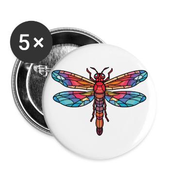 Dragonfly Colorful Watercolor Animal Illustration - Buttons large 2.2''/56 mm (5-pack) - white - Front