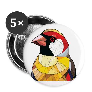 Stieglitz Buntes Aquarell Tier Illustration - Buttons groß 56 mm (5er Pack) - Weiß - Vorne