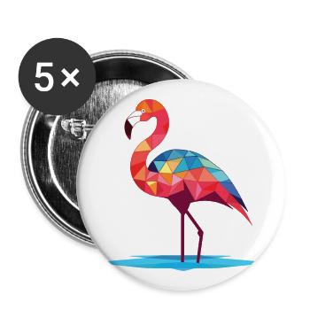 Flamingo Colorful Watercolor Animal Illustration - Buttons large 2.2''/56 mm (5-pack) - white - Front