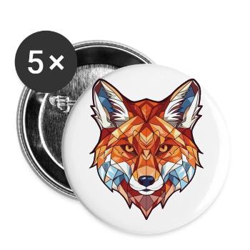 Fuchs Buntes Aquarell Tier Haustier Illustration - Buttons groß 56 mm (5er Pack) - Weiß - Vorne