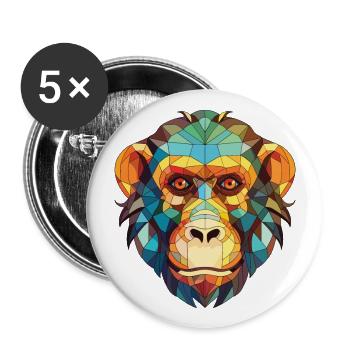 Monkey Colorful Watercolor Animal Pet Illustration - Buttons large 2.2''/56 mm (5-pack) - white - Front