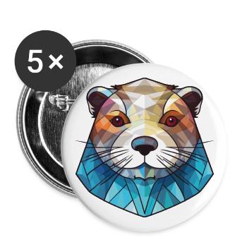 Otter Colorful Watercolor Animal Pet Illustration - Buttons large 2.2''/56 mm (5-pack) - white - Front