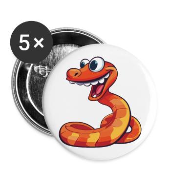 Cobra Cartoon Kawaii Aquarelle Illustration - Lot de 5 grands badges (56 mm) - blanc - Devant