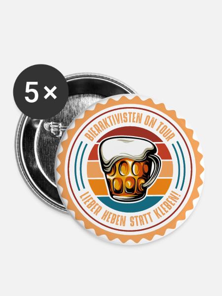 Bieraktivisten - Buttons groß 56 mm (5er Pack) - Weiß