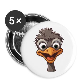 Emu Cartoon Kawaii Watercolor Illustration - Buttons large 2.2''/56 mm (5-pack) - white - Front