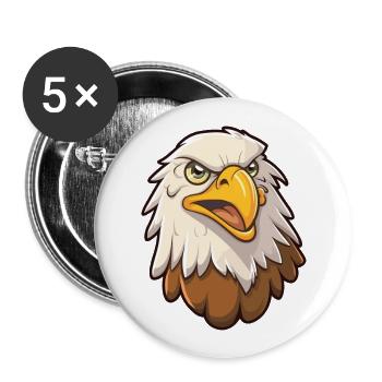 Eagle Cartoon Kawaii Aquarelle Illustration - Lot de 5 grands badges (56 mm) - blanc - Devant