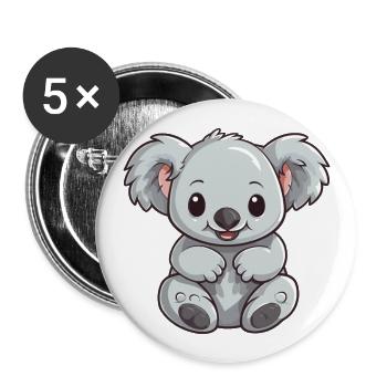 Koala Cartoon Kawaii Aquarelle Illustration - Lot de 5 grands badges (56 mm) - blanc - Devant