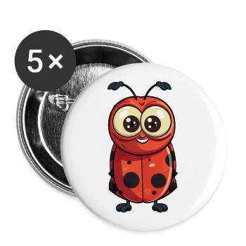 Marienkäfer-Karikatur-Kawaii-Aquarell-Illustration - Buttons groß 56 mm (5er Pack) - Weiß - Vorne