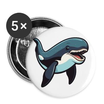 Orca Cartoon Kawaii Watercolor Illustration - Buttons large 2.2''/56 mm (5-pack) - white - Front