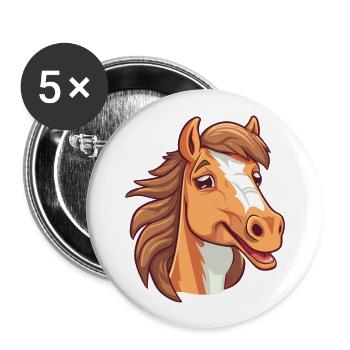 Dessin animé de cheval Kawaii Aquarelle Illustration - Lot de 5 grands badges (56 mm) - blanc - Devant