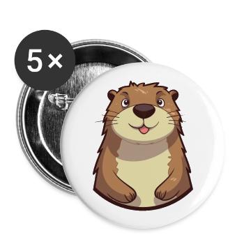 Dachskarikatur Kawaii Aquarellillustration - Buttons groß 56 mm (5er Pack) - Weiß - Vorne