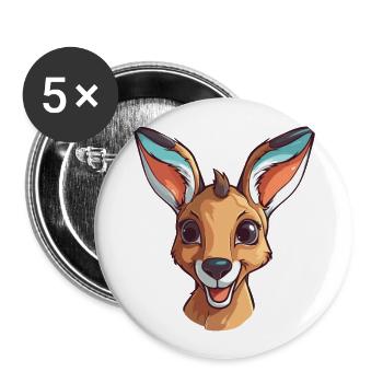 Kangaroo Cartoon Kawaii Watercolor Illustration - Buttons large 2.2''/56 mm (5-pack) - white - Front