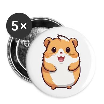 Hamster-Karikatur-Kawaii-Aquarell-Illustration - Buttons groß 56 mm (5er Pack) - Weiß - Vorne