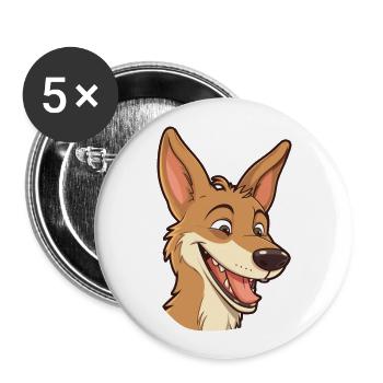 Kojoten-Karikatur-Kawaii-Aquarellillustration - Buttons groß 56 mm (5er Pack) - Weiß - Vorne