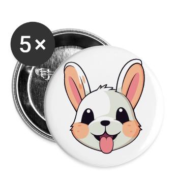 Bunny Cartoon Kawaii Watercolor Illustration - Buttons large 2.2''/56 mm (5-pack) - white - Front