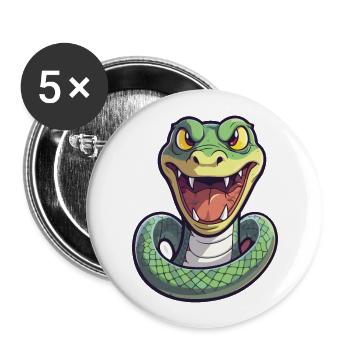 Snake Cartoon Kawaii Watercolor Illustration - Buttons large 2.2''/56 mm (5-pack) - white - Front