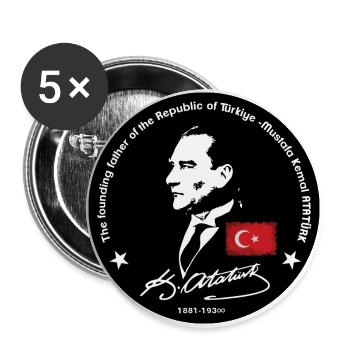 Mustafa Kemal Atatürk - Lot de 5 grands badges (56 mm) - blanc - Devant