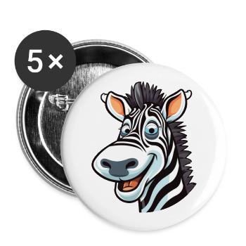 Zebra Cartoon Kawaii Watercolor Illustration - Buttons large 2.2''/56 mm (5-pack) - white - Front