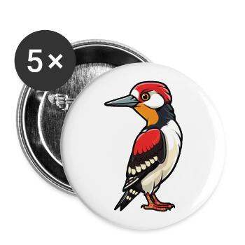 Pic Cartoon Kawaii Aquarelle Illustration - Lot de 5 grands badges (56 mm) - blanc - Devant