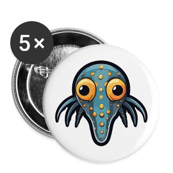 Bobtail Squid Cartoon Kawaii Colorful Illustration - Buttons large 2.2''/56 mm (5-pack) - white - Front
