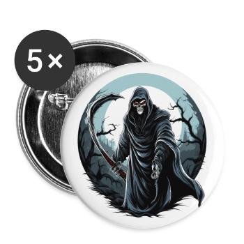 The Grim Reaper - Buttons large 2.2''/56 mm (5-pack) - white - Front