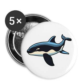 Orca Cartoon Kawaii Watercolor Illustration - Buttons large 2.2''/56 mm (5-pack) - white - Front