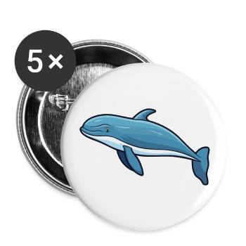 Buckelwal-Karikatur-Kawaii-Illustration - Buttons groß 56 mm (5er Pack) - Weiß - Vorne