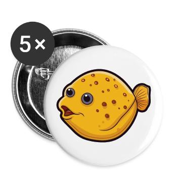 Flunderkarikatur Kawaii Aquarellillustration - Buttons groß 56 mm (5er Pack) - Weiß - Vorne