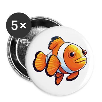 Clownfish Cartoon Kawaii Aquarelle Illustration - Lot de 5 grands badges (56 mm) - blanc - Devant