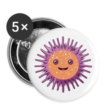 Seeigel-Karikatur-Kawaii-Aquarellillustration - Buttons groß 56 mm (5er Pack) - Weiß - Vorne