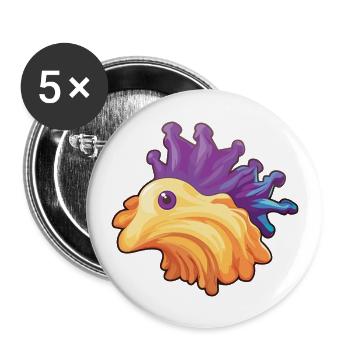 Sea Slug Cartoon Kawaii Watercolor Illustration - Buttons large 2.2''/56 mm (5-pack) - white - Front