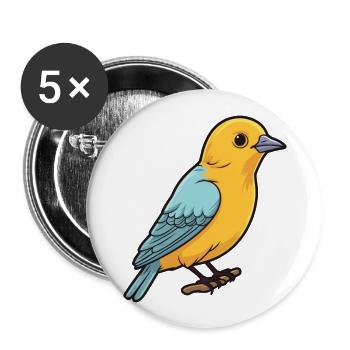 Bowerbird Cartoon Kawaii Aquarelle Illustration - Lot de 5 grands badges (56 mm) - blanc - Devant
