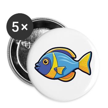 Doktorfisch-Karikatur-Kawaii-Aquarellillustration - Buttons groß 56 mm (5er Pack) - Weiß - Vorne